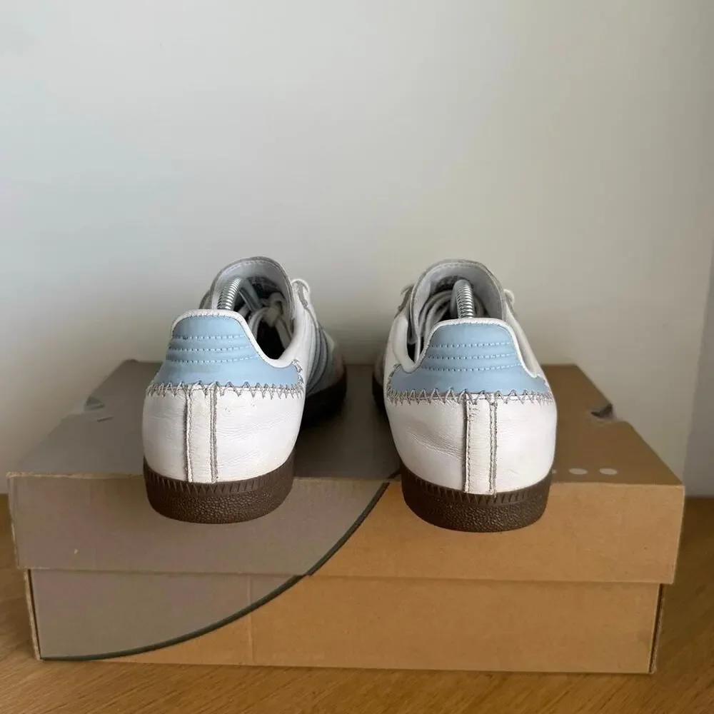 Adidas Originals Samba White/Blue Kids Sneakers - SZ 6.5 Y